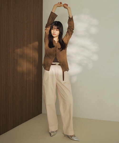 VIS（ビス）の「レースポロ襟カーディガン（カーディガン/ボレロ・レディース・ブラック/ブラウン系その他2/キナリ・FREE）」の7枚目の写真