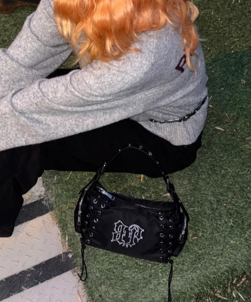 BLACKPURPLE(ブラックパープル)の「【日本未発売/WEB限定】BLACK PURPLE(ブラックパープル)/3WAY 軽量 ストーン コルセット ショルダー トート クロスバッグ/Glow Corset Bag(ショルダーバッグ・レディース・ブラック・FREE)」の6枚目の写真