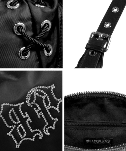 BLACKPURPLE(ブラックパープル)の「【日本未発売/WEB限定】BLACK PURPLE(ブラックパープル)/3WAY 軽量 ストーン コルセット ショルダー トート クロスバッグ/Glow Corset Bag(ショルダーバッグ・レディース・ブラック・FREE)」の20枚目の写真