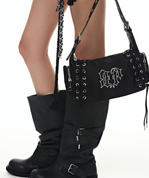 BLACKPURPLE(ブラックパープル)の「【日本未発売/WEB限定】BLACK PURPLE(ブラックパープル)/3WAY 軽量 ストーン コルセット ショルダー トート クロスバッグ/Glow Corset Bag(ショルダーバッグ・レディース・ブラック・FREE)」の15枚目の写真