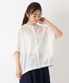 セール】スクエアドットエンブロイダリー ハーフスリーブブラウス