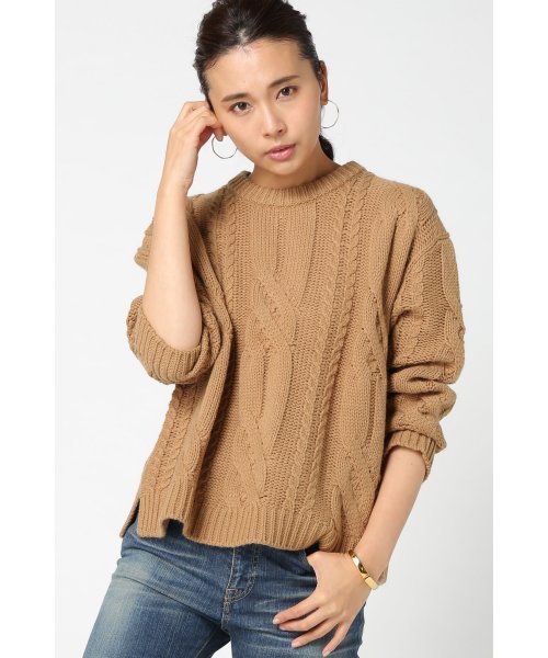JOURNAL STANDARD(ジャーナルスタンダード)の「ビックケーブルプルオーバー#(ニット/セーター・レディース・カーキ/ホワイト/ベージュ・FREE)」の1枚目の写真