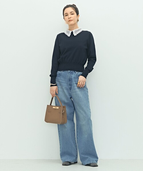 NOLLEY’S(ノーリーズ)の「《手洗い可能》襟レース2WAYプルオーバーニット(ニット/セーター・レディース・ブラック/チャコールグレー/ネイビー・38)」の5枚目の写真