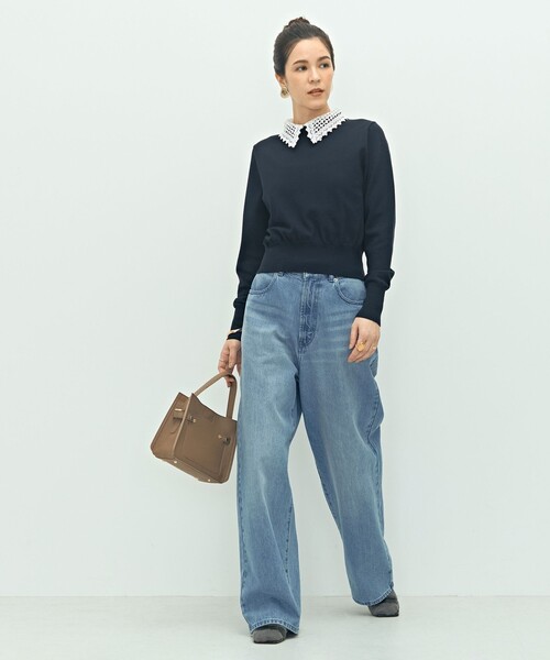 NOLLEY’S(ノーリーズ)の「《手洗い可能》襟レース2WAYプルオーバーニット(ニット/セーター・レディース・ブラック/チャコールグレー/ネイビー・38)」の6枚目の写真