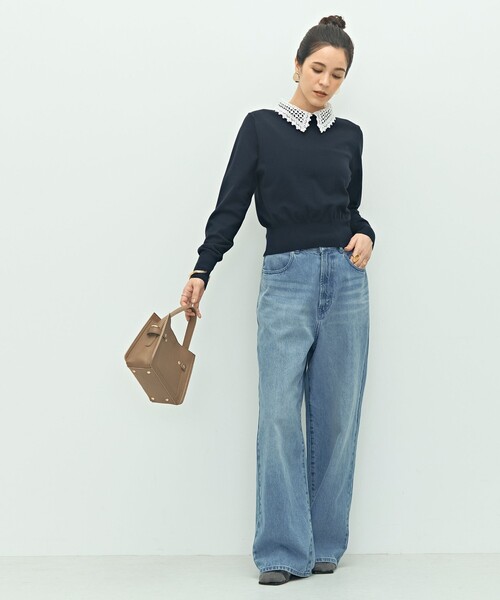 NOLLEY’S(ノーリーズ)の「《手洗い可能》襟レース2WAYプルオーバーニット(ニット/セーター・レディース・ブラック/チャコールグレー/ネイビー・38)」の7枚目の写真