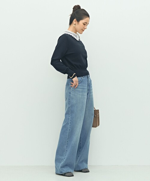 NOLLEY’S(ノーリーズ)の「《手洗い可能》襟レース2WAYプルオーバーニット(ニット/セーター・レディース・ブラック/チャコールグレー/ネイビー・38)」の11枚目の写真
