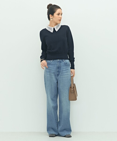 NOLLEY’S(ノーリーズ)の「《手洗い可能》襟レース2WAYプルオーバーニット(ニット/セーター・レディース・ブラック/チャコールグレー/ネイビー・38)」の12枚目の写真