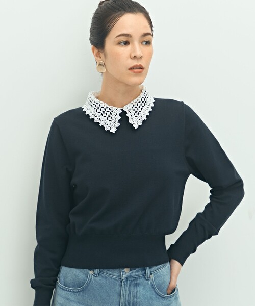 NOLLEY’S(ノーリーズ)の「《手洗い可能》襟レース2WAYプルオーバーニット(ニット/セーター・レディース・ブラック/チャコールグレー/ネイビー・38)」の14枚目の写真