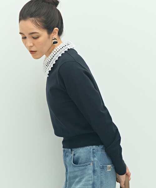 NOLLEY’S(ノーリーズ)の「《手洗い可能》襟レース2WAYプルオーバーニット(ニット/セーター・レディース・ブラック/チャコールグレー/ネイビー・38)」の16枚目の写真