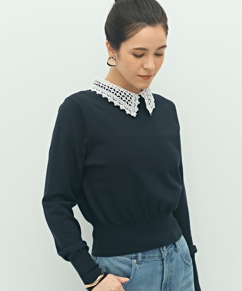 NOLLEY’S(ノーリーズ)の「《手洗い可能》襟レース2WAYプルオーバーニット(ニット/セーター・レディース・ブラック/チャコールグレー/ネイビー・38)」の18枚目の写真