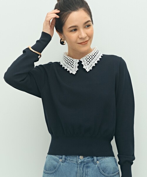 NOLLEY’S(ノーリーズ)の「《手洗い可能》襟レース2WAYプルオーバーニット(ニット/セーター・レディース・ブラック/チャコールグレー/ネイビー・38)」の19枚目の写真