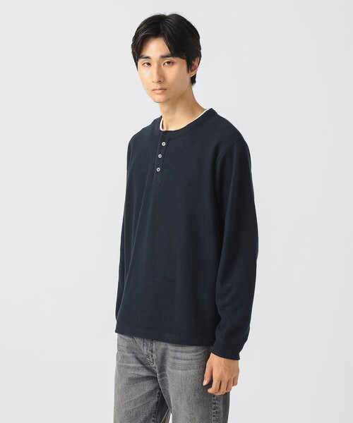 BEAMS HEART（ビームスハート）の「サカリバ フェイク レイヤード ヘンリーネック ロングスリーブ Tシャツ（Tシャツ/カットソー・メンズ・グレー/ブラック/ネイビー・S/M/L/XL）」の3枚目の写真