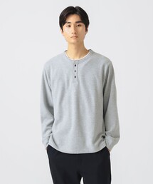 【ユニセックス】サカリバ フェイク レイヤード ヘンリーネック ロングスリーブ Tシャツ