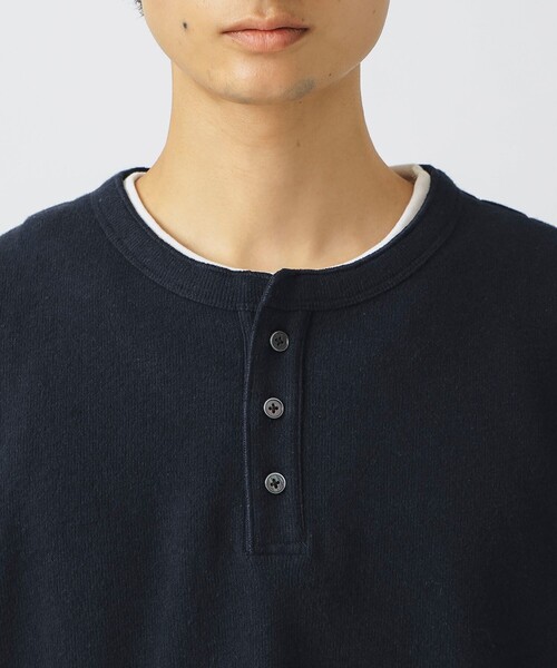 BEAMS HEART（ビームスハート）の「サカリバ フェイク レイヤード ヘンリーネック ロングスリーブ Tシャツ（Tシャツ/カットソー・メンズ・グレー/ブラック/ネイビー・S/M/L/XL）」の11枚目の写真