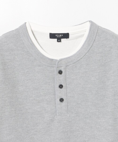 BEAMS HEART（ビームスハート）の「サカリバ フェイク レイヤード ヘンリーネック ロングスリーブ Tシャツ（Tシャツ/カットソー・メンズ・グレー/ブラック/ネイビー・S/M/L/XL）」の19枚目の写真