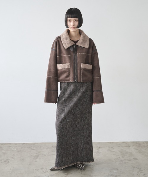 AIC.（エーアイシー）の「ムートンライクショートボアジャケット（ムートンコート・レディース・ブラウン/チャコールグレー/ブラック・FREE）」の21枚目の写真