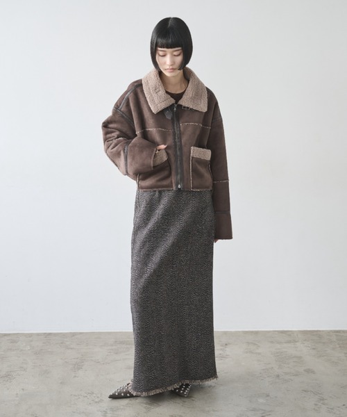 AIC.（エーアイシー）の「ムートンライクショートボアジャケット（ムートンコート・レディース・ブラウン/チャコールグレー/ブラック・FREE）」の22枚目の写真