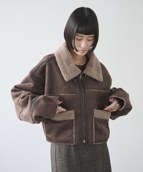 AIC.（エーアイシー）の「ムートンライクショートボアジャケット（ムートンコート・レディース・ブラウン/チャコールグレー/ブラック・FREE）」の12枚目の写真