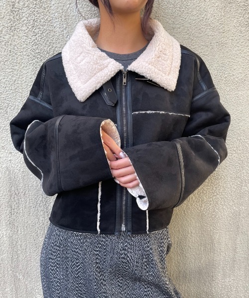 セール】ムートンライクショートボアジャケット（ムートンコート