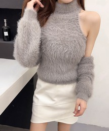 【Jasmine】シャギーニットハイネックベスト+カーディガン (AW)