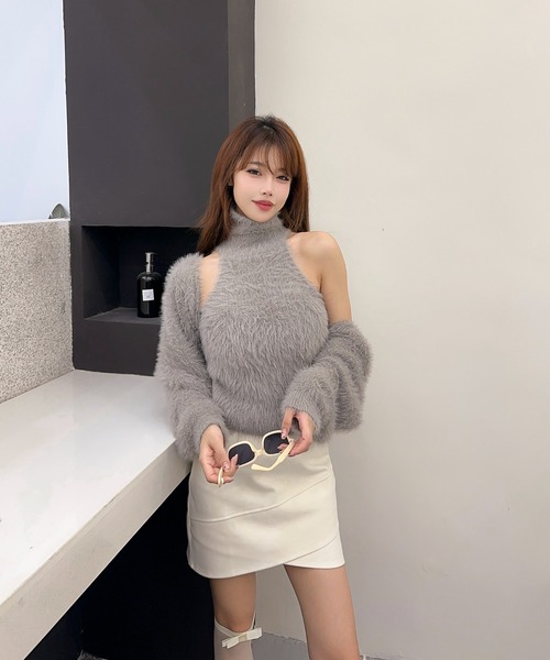 Jasmine Grandiflorum(ジャスミングランディフローラム)の「【Jasmine】シャギーニットハイネックベスト+カーディガン (AW)(アンサンブル・レディース・ホワイト/ブラック/ブルー/グレー・FREE)」の21枚目の写真