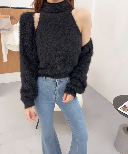 Jasmine Grandiflorum(ジャスミングランディフローラム)の「【Jasmine】シャギーニットハイネックベスト+カーディガン (AW)(アンサンブル・レディース・ホワイト/ブラック/ブルー/グレー・FREE)」の16枚目の写真