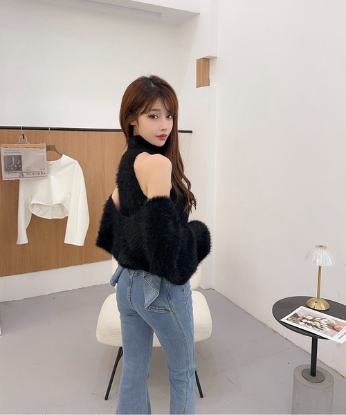 Jasmine Grandiflorum(ジャスミングランディフローラム)の「【Jasmine】シャギーニットハイネックベスト+カーディガン (AW)(アンサンブル・レディース・ホワイト/ブラック/ブルー/グレー・FREE)」の19枚目の写真