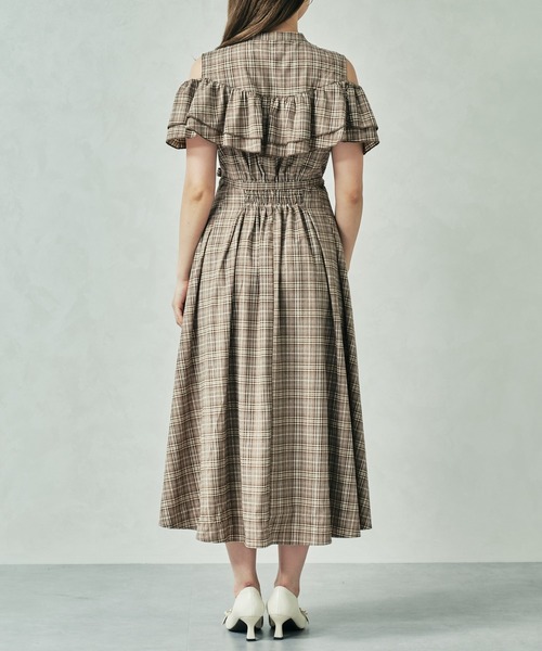ミッシュマッシュ（MISCH MASCH）/2025秋冬新作 チェック柄肩開きワンピース セール】2025秋冬新作 チェック柄肩開きワンピース（ワンピース