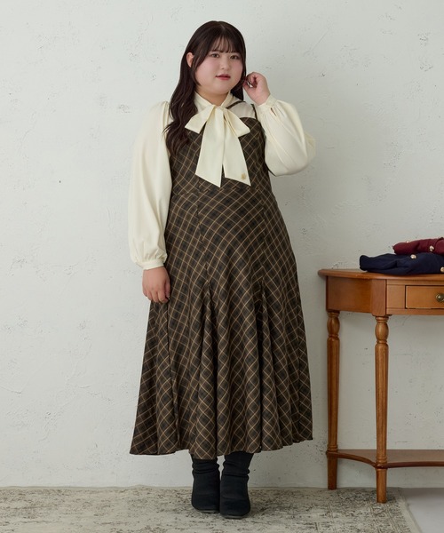 louiosy ルオシー　イレヘムマーメイドキャミワンピ　ブラウン　3L Louiosy】【大きいサイズ】イレヘムマーメイドキャミワンピ