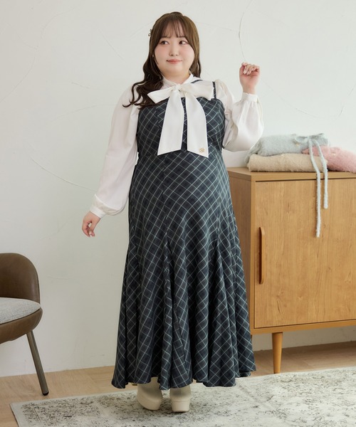 Louiosy アシメデザインキャミワンピース 大きいサイズ