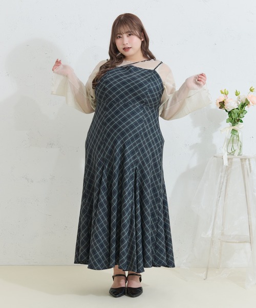 Louiosy(ルオシー)の「【Louiosy】【大きいサイズ】イレヘムマーメイドキャミワンピ(ワンピース・レディース・ダークブラウン/グレイッシュベージュ/ブルー系その他/ブラウン系その他/ブラック/グレー/ベージュ系その他/ブルー系その他2・4L/3L/X-LARGE)」の11枚目の写真