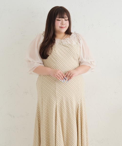 Louiosy(ルオシー)の「【Louiosy】【大きいサイズ】イレヘムマーメイドキャミワンピ(ワンピース・レディース・ダークブラウン/グレイッシュベージュ/ブルー系その他/ブラウン系その他/ブラック/グレー/ベージュ系その他/ブルー系その他2・4L/3L/X-LARGE)」の22枚目の写真