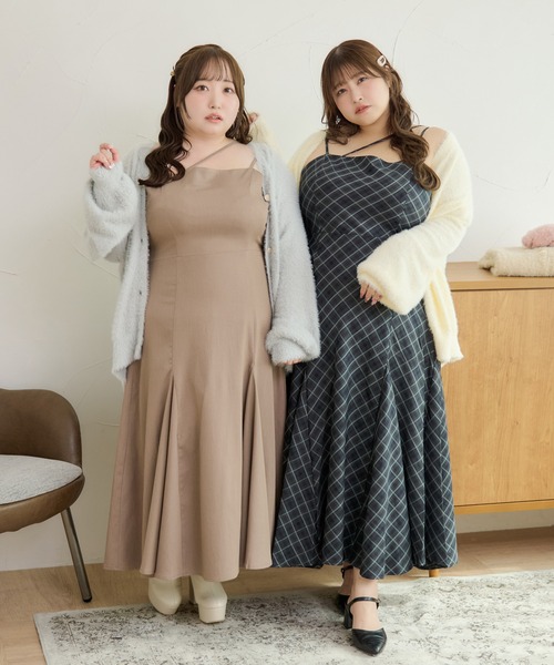 louiosy ルオシー　イレヘムマーメイドキャミワンピ　ブラウン　3L Louiosy（ルオシー）の「【Louiosy】【大きいサイズ】イレヘム
