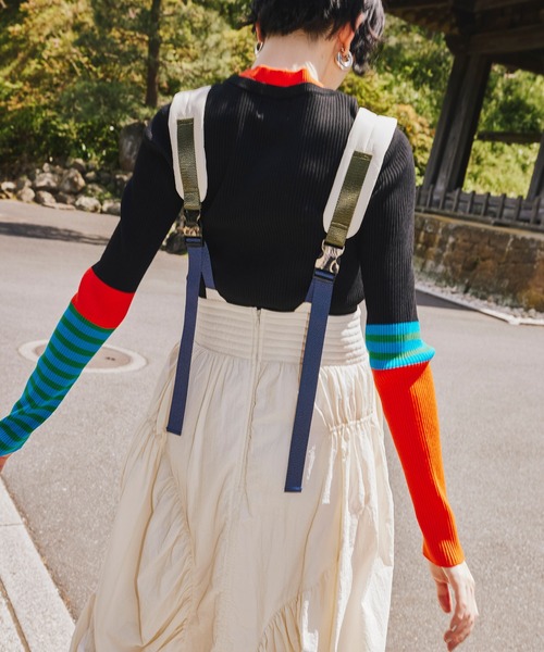 OMMO（オーエムエムオー）の「MIX SHOULDER BALLOON OP（ワンピース・レディース・オフホワイト/ブラック・36/38）」の8枚目の写真