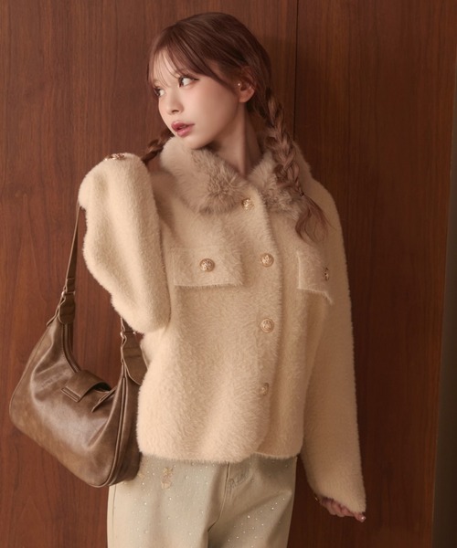 TITTY&CO.（ティティーアンドコー）の「ファー襟シャギージャケット（その他アウター・レディース・アイボリー/ブラック/ベージュ・FREE）」の3枚目の写真