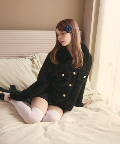 titty&co. ファーコート ファー襟シャギージャケット ブラック セール】ファー襟シャギージャケット（その他アウター）｜TITTY&CO