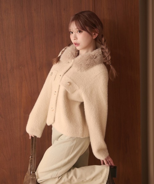TITTY&CO.（ティティーアンドコー）の「ファー襟シャギージャケット（その他アウター・レディース・アイボリー/ブラック/ベージュ・FREE）」の11枚目の写真