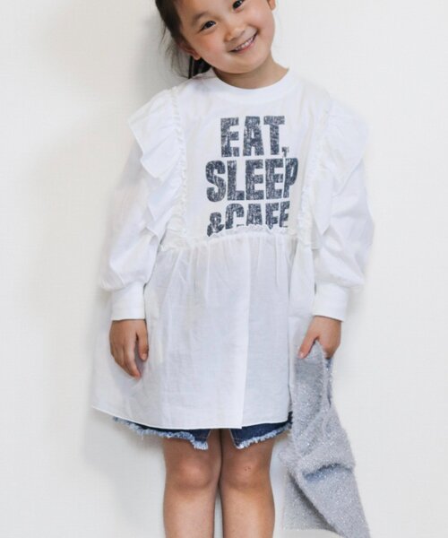 WEB限定】【KIDS】かすれロゴ切替チュニックワンピ（ワンピース