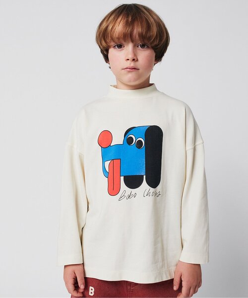BOBO CHOSES(ボボショーズ)の「Doggy Mate長袖Tシャツ【キッズ】(Tシャツ/カットソー・キッズ・オフホワイト・100/110/120/130/140)」の1枚目の写真