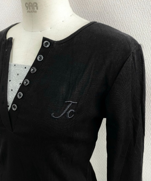LADY LIKE(レディライク)の「ドットレイヤード風ドッキングカットトップス(Tシャツ/カットソー・レディース・ブラック・M)」の14枚目の写真