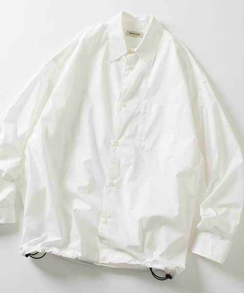 FREAK'S STORE(フリークスストア)の「限定展開 ワイドシルエット スピンドル レギュラーカラーシャツ / ヘムコード(シャツ/ブラウス・メンズ・ホワイト/ブラック/ブラック系その他/チャコールグレー/ブラウン系その他/ベージュ/サックスブルー/ブルー系その他・SMALL/MEDIUM/LARGE)」の19枚目の写真