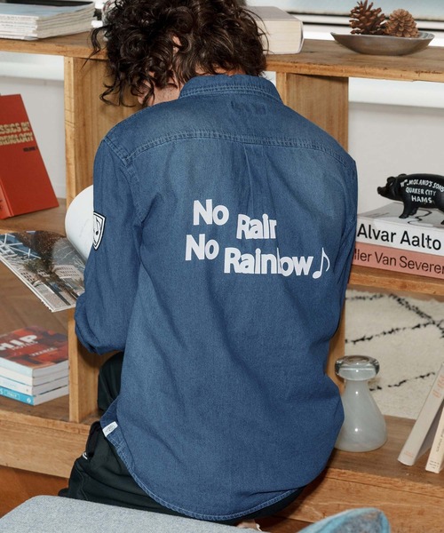 No Rain No Rainbow(ノーレインノーレインボー)の「ms6228-denim shirt デニムシャツ(NR25W-16)(シャツ/ブラウス・メンズ・ネイビー/ブルー・M/L/XL)」の2枚目の写真