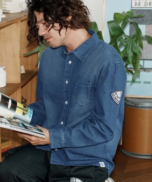 No Rain No Rainbow(ノーレインノーレインボー)の「ms6228-denim shirt デニムシャツ(NR25W-16)(シャツ/ブラウス・メンズ・ネイビー/ブルー・M/L/XL)」の3枚目の写真