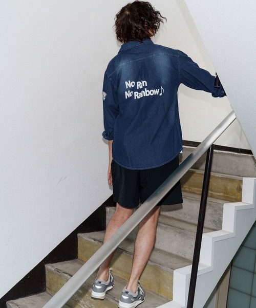 No Rain No Rainbow(ノーレインノーレインボー)の「ms6228-denim shirt デニムシャツ(NR25W-16)(シャツ/ブラウス・メンズ・ネイビー/ブルー・M/L/XL)」の13枚目の写真