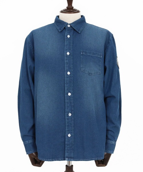 No Rain No Rainbow(ノーレインノーレインボー)の「ms6228-denim shirt デニムシャツ(NR25W-16)(シャツ/ブラウス・メンズ・ネイビー/ブルー・M/L/XL)」の14枚目の写真