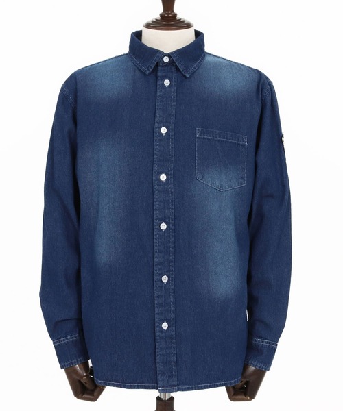 No Rain No Rainbow(ノーレインノーレインボー)の「ms6228-denim shirt デニムシャツ(NR25W-16)(シャツ/ブラウス・メンズ・ネイビー/ブルー・M/L/XL)」の16枚目の写真