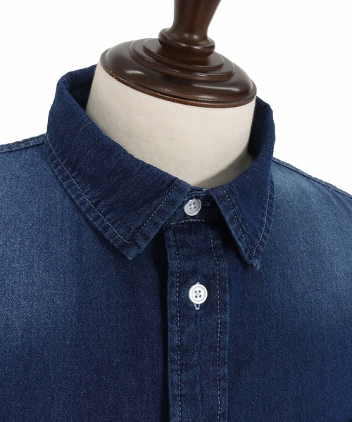No Rain No Rainbow(ノーレインノーレインボー)の「ms6228-denim shirt デニムシャツ(NR25W-16)(シャツ/ブラウス・メンズ・ネイビー/ブルー・M/L/XL)」の18枚目の写真