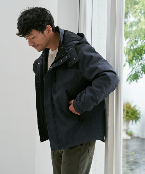 ikka(イッカ)の「【雑誌掲載】sorona(R) 3WAYマウンテンパーカー【撥水】【芸能人着用】(マウンテンパーカー・メンズ・スモークグレー/オリーブ/ブラック/ダークベージュ/ネイビー/レンガ・L/M/S/XL)」の11枚目の写真