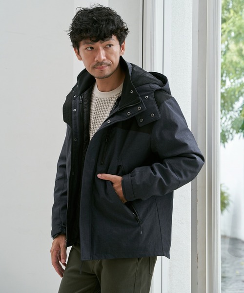 ikka(イッカ)の「【雑誌掲載】sorona(R) 3WAYマウンテンパーカー【撥水】【芸能人着用】(マウンテンパーカー・メンズ・スモークグレー/オリーブ/ブラック/ダークベージュ/ネイビー/レンガ・L/M/S/XL)」の12枚目の写真