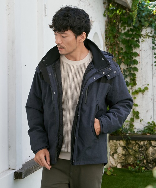 ikka(イッカ)の「【雑誌掲載】sorona(R) 3WAYマウンテンパーカー【撥水】【芸能人着用】(マウンテンパーカー・メンズ・スモークグレー/オリーブ/ブラック/ダークベージュ/ネイビー/レンガ・L/M/S/XL)」の15枚目の写真